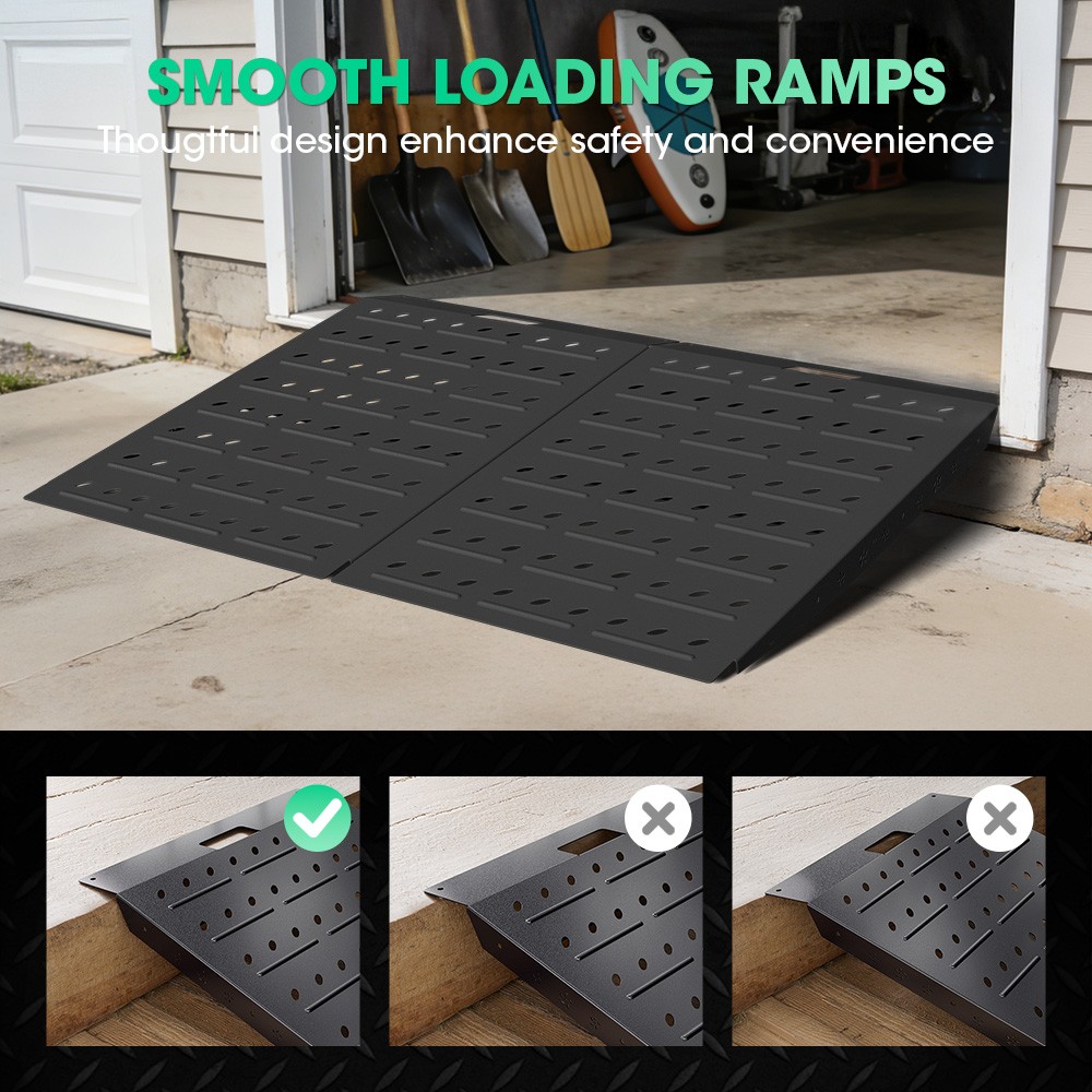 36" x 24" Shed Ramps for Riding Mower Anti-Slip Punch Plate Ramps for ATV Black