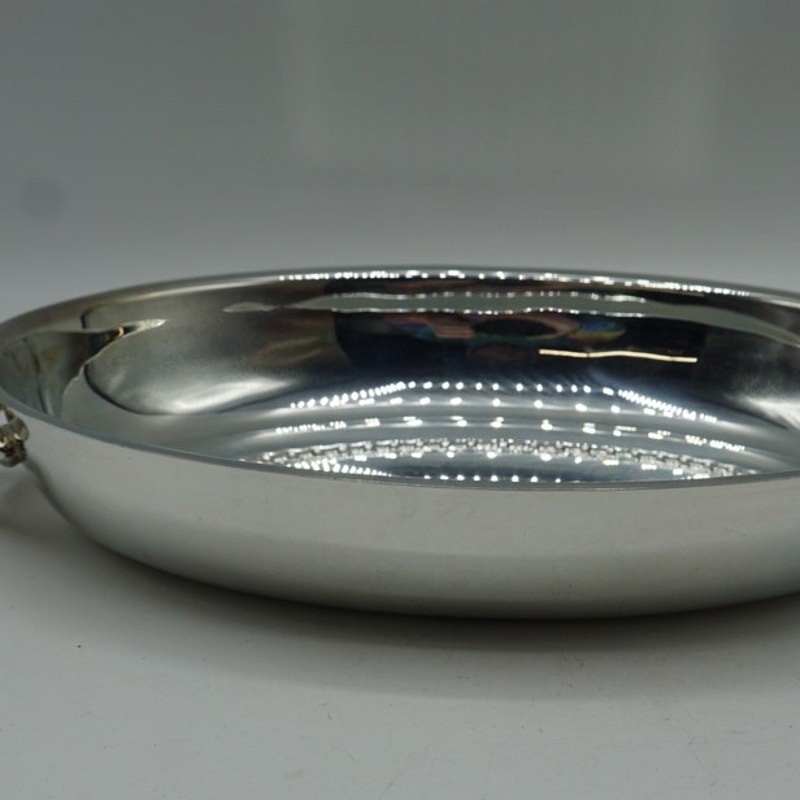 Handled Oval Serving Bowl Silver Plate