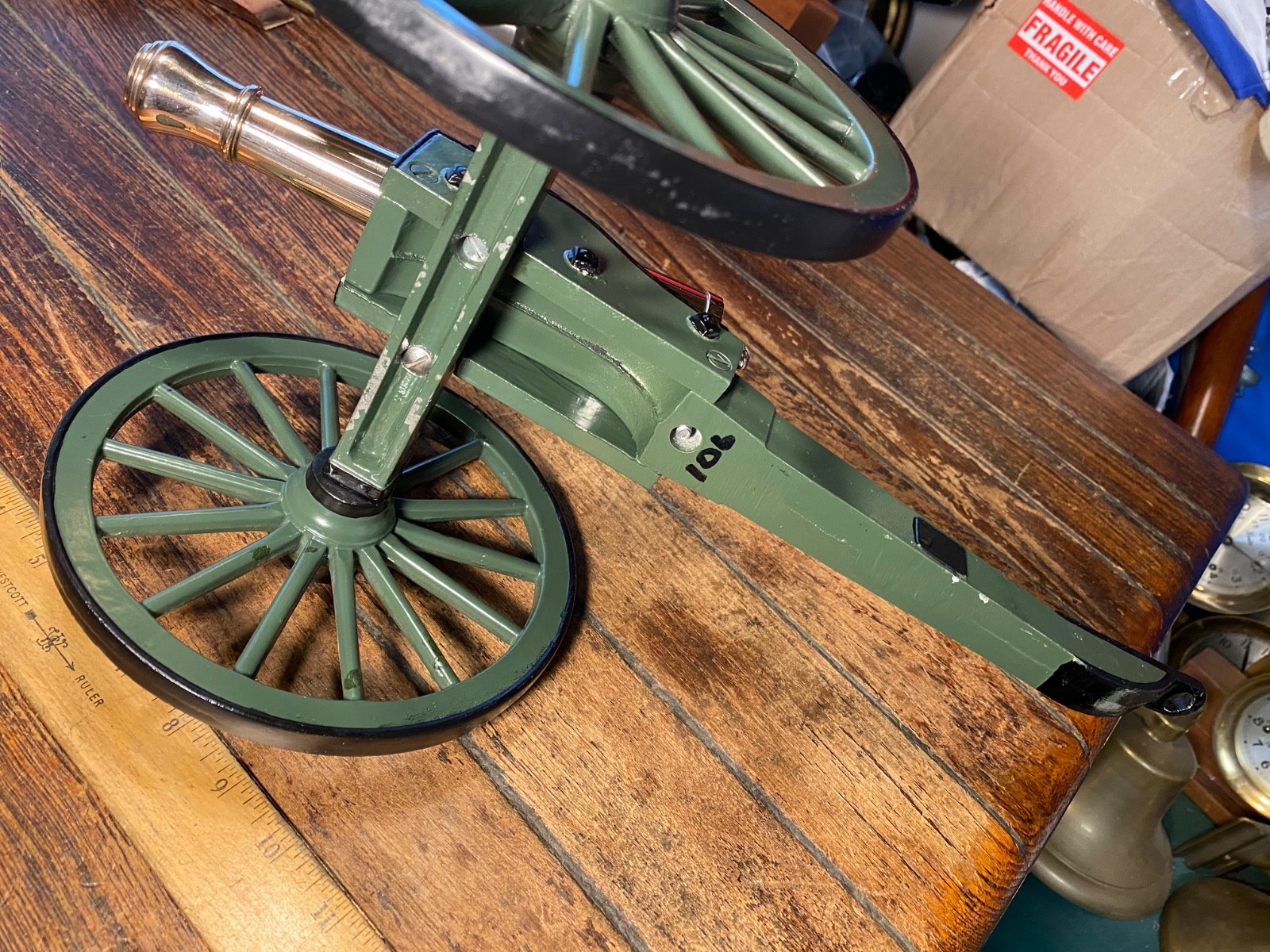 Vintage Polished Bronze Working Black Powder Signal Cannon 8 1/4" Barrel 16"long