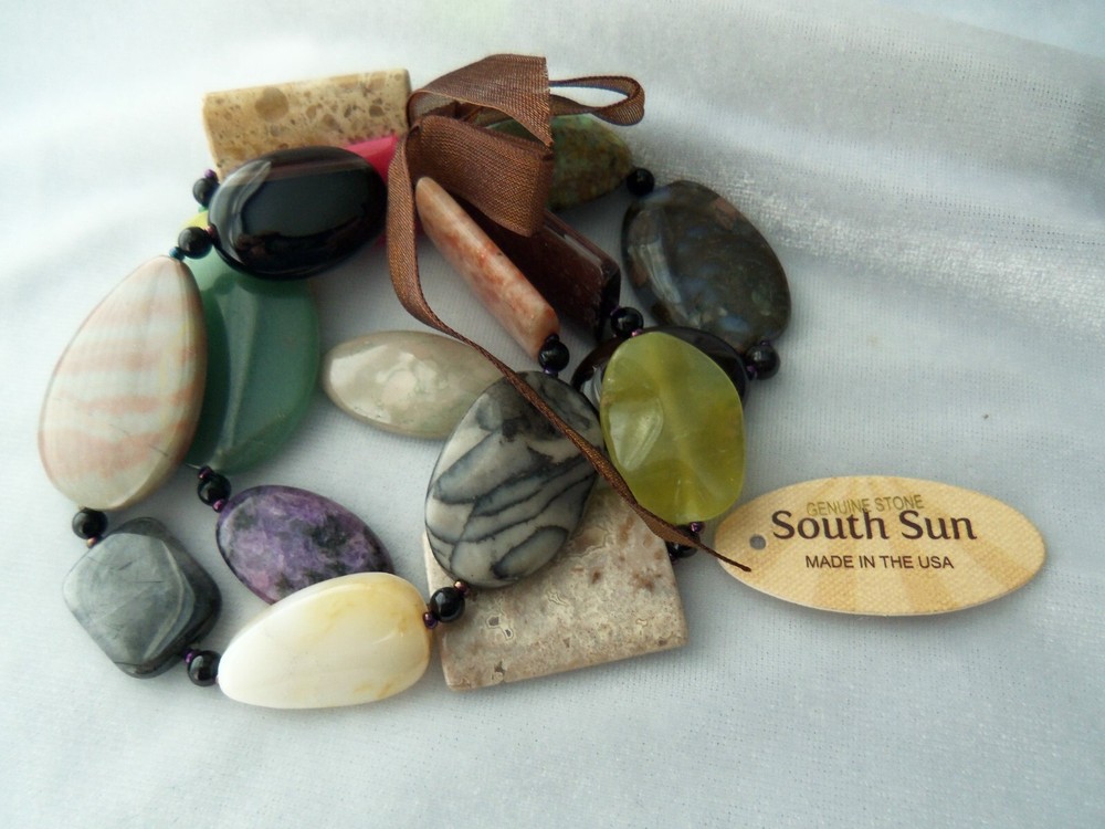 South Sun Mixed Shape & Size Multicolor Gemstone Stretch Bracelet