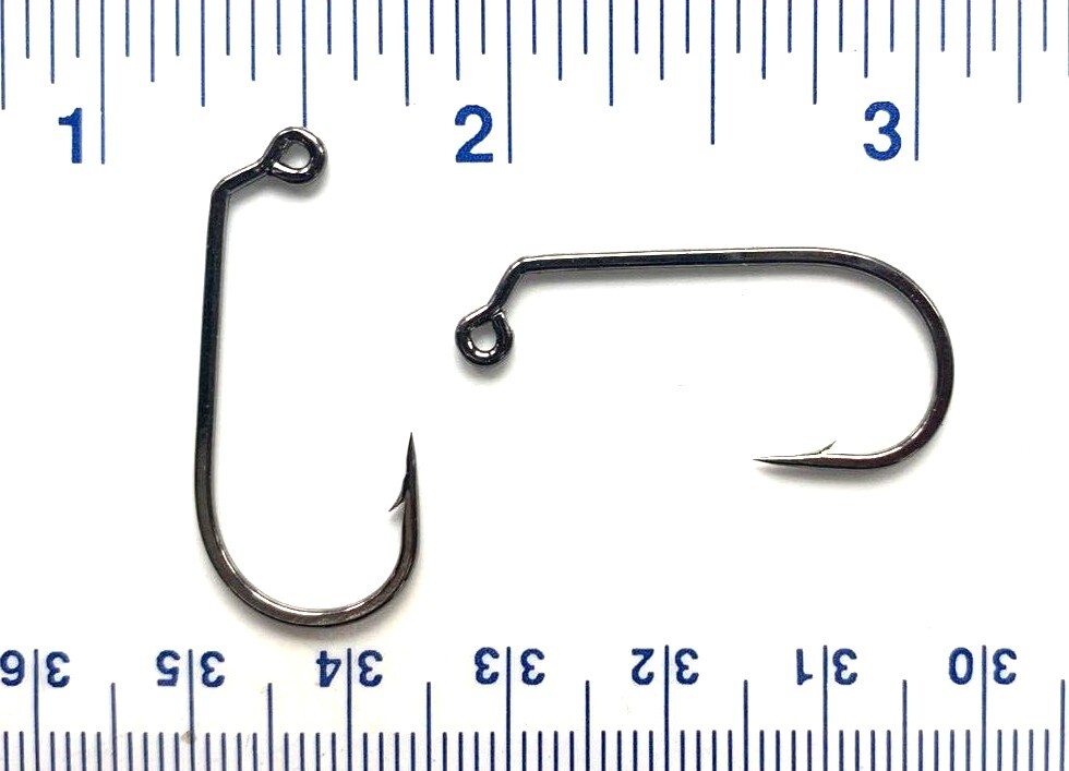 100 or 1000 black nickel 60 degree round bend jig hooks - 32786