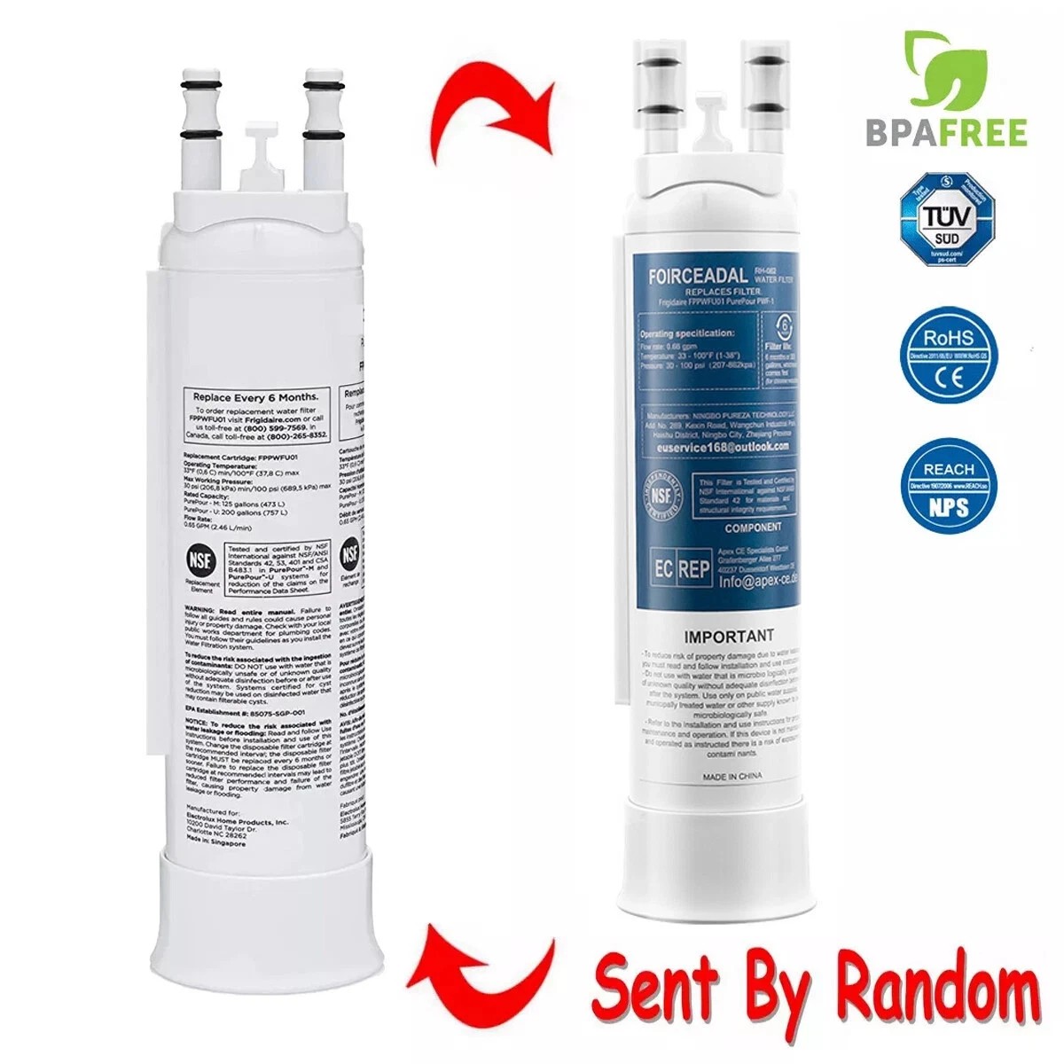 2 Pack For Frigidaire PWF-1 FPPWFU01 Refrigerator PurePour Water Ice Filter NEW