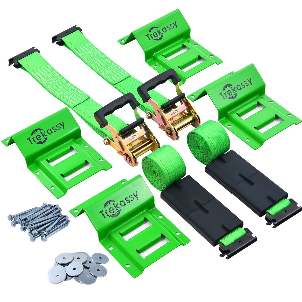 2 Pack Wheel Chock Tie Down Strap Kit for Trailer Tire Straps System for ATV UTV