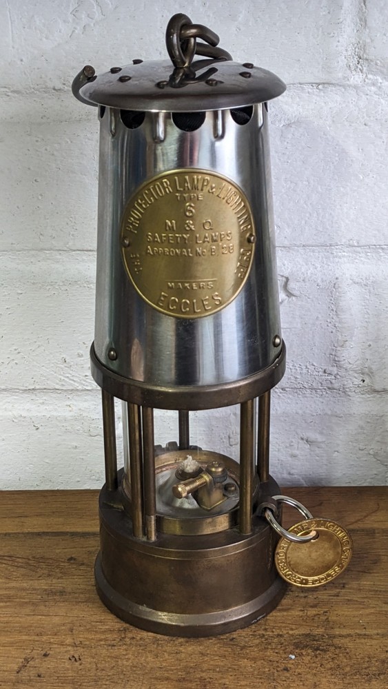 Protector Type 6 Miners Lamp with Working Relighter, Serviced Unissued 1995