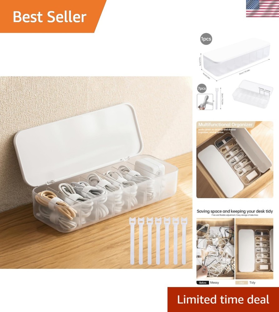 7-Compartment Dustproof Cable Organizer - Perfect for All Your Needs