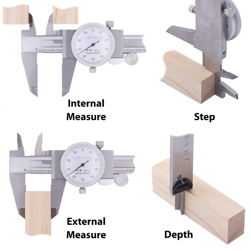 Clockwise Tools DDLR-0605 Pro Dial Caliper 0-6 Inch Double Shock Proof Stainl...