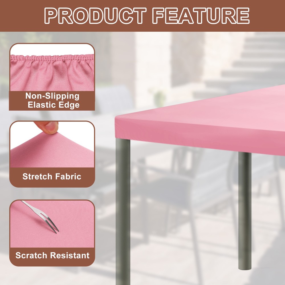 Fitted Tablecloth Fit 4ft Rectangle Table, Table Cover (48"x23", Pink)