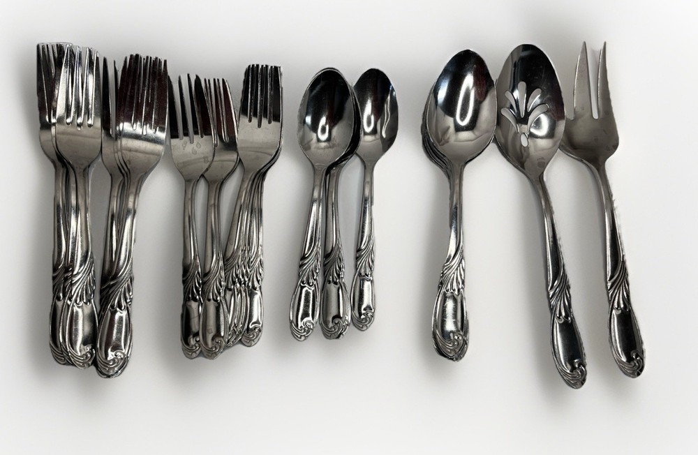 28 PIECES Hampton Silversmiths Stainless Flatware Danube Pattern fork spoon  SL