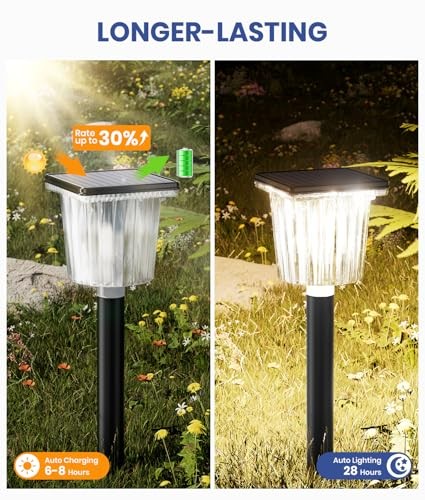 Super Bright Solar Pathway Lights Outdoor 2 Pack Obsidian Black