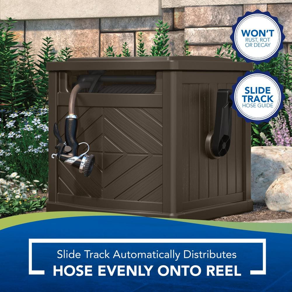 Portable Garden Hose Storage Box Outdoor Hideaway Reel 150 Ft
