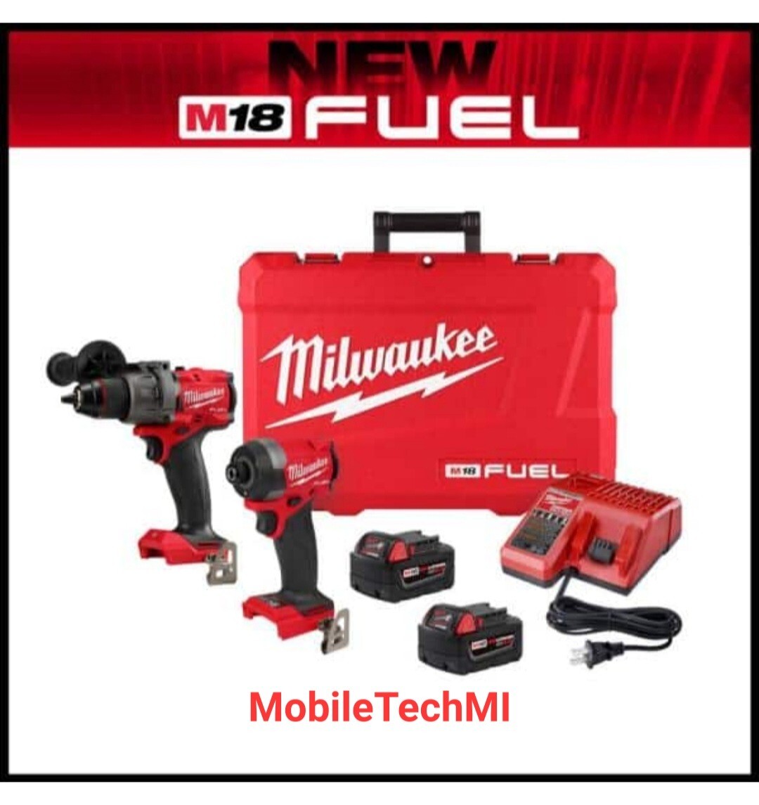 Milwaukee 3697-22 M18 FUEL Brushless Hammer Drill + Impact Driver Kit New GEN 4