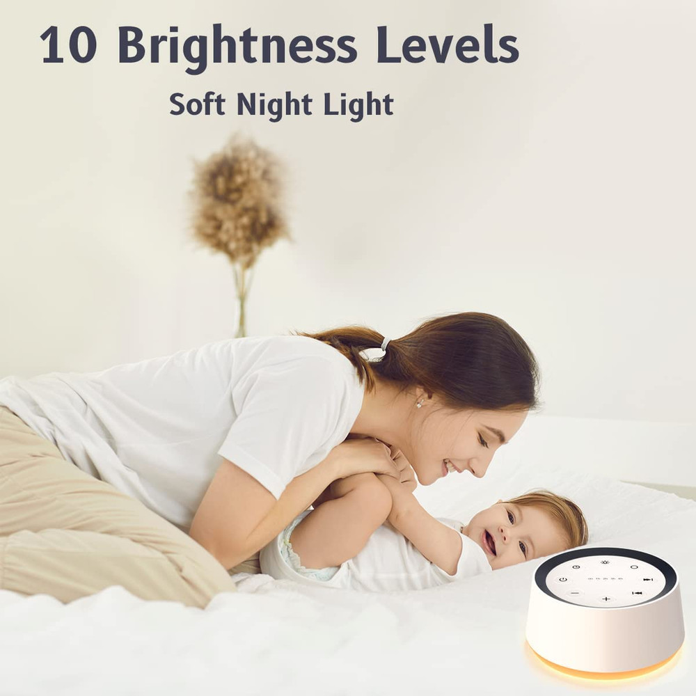 Brown Noise Sound Machine with 30 Sounds, Night Light, and Memory Function