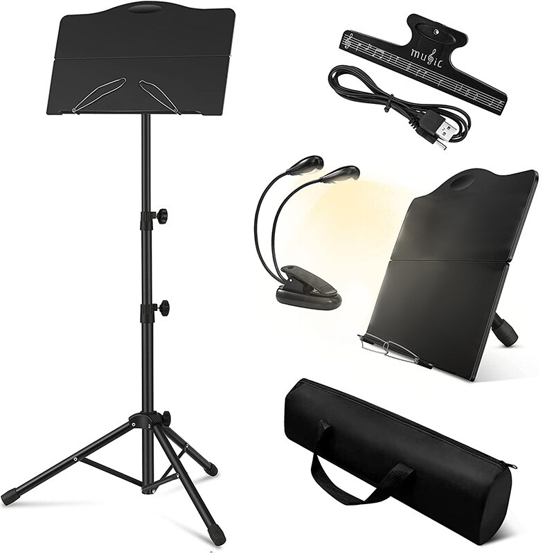 Sheet Music Stand Professional Portable Music Stand Carrying Bag Folding Black