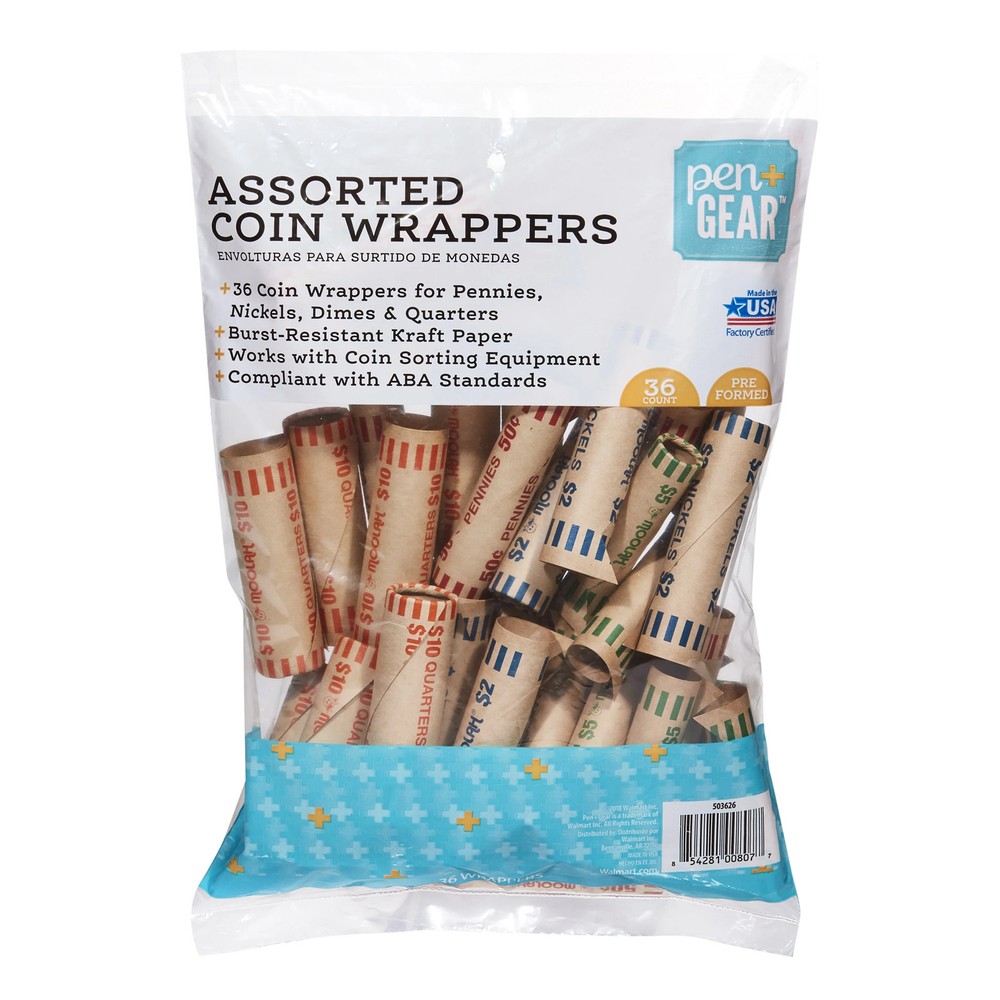 Coin Wrappers, Preformed, Paper, Assorted Denominations
