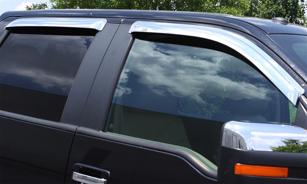 AVS Chrome Side Window Deflector 4 pc set for Silverado Sierra Crew Cab