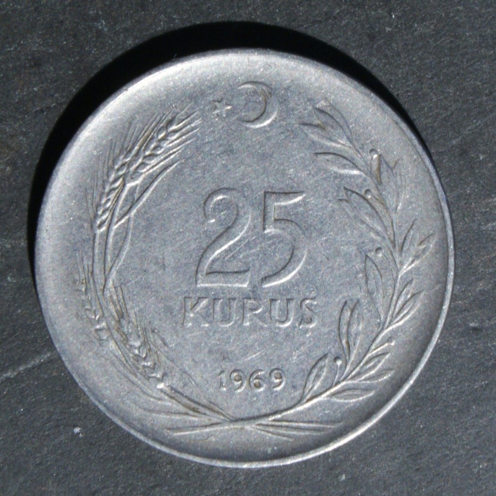 1969 25 Kurus Coin Turkey - C03090