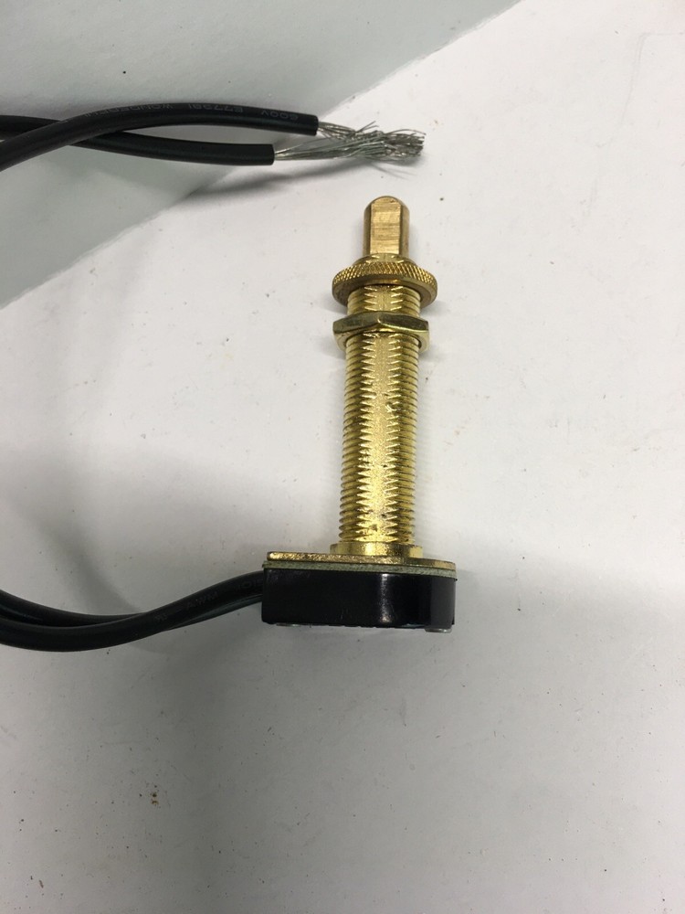 PUSH BUTTON ON-OFF BRASS PLATED CANOPY SWITCH SINGLE POLE 1 1/2" SHANK NOS