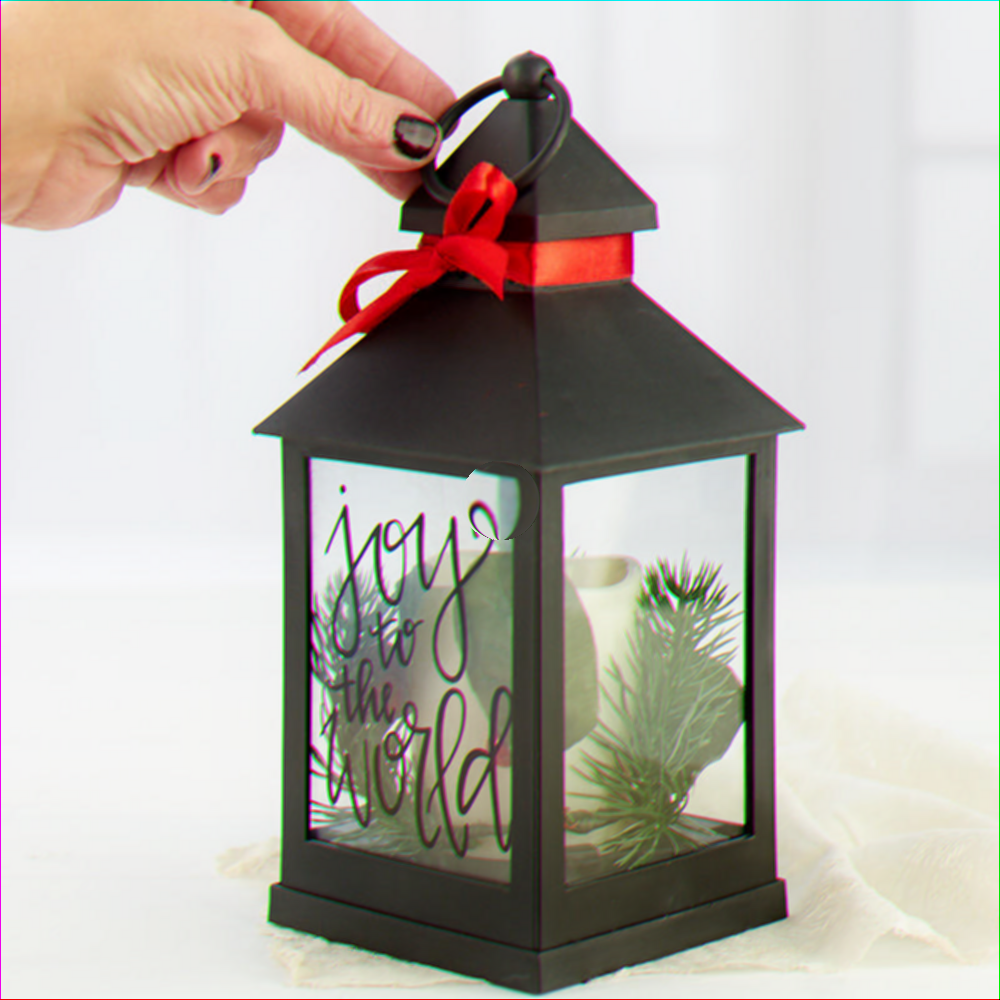 Glamorous Glow Black Lantern with LED Candle