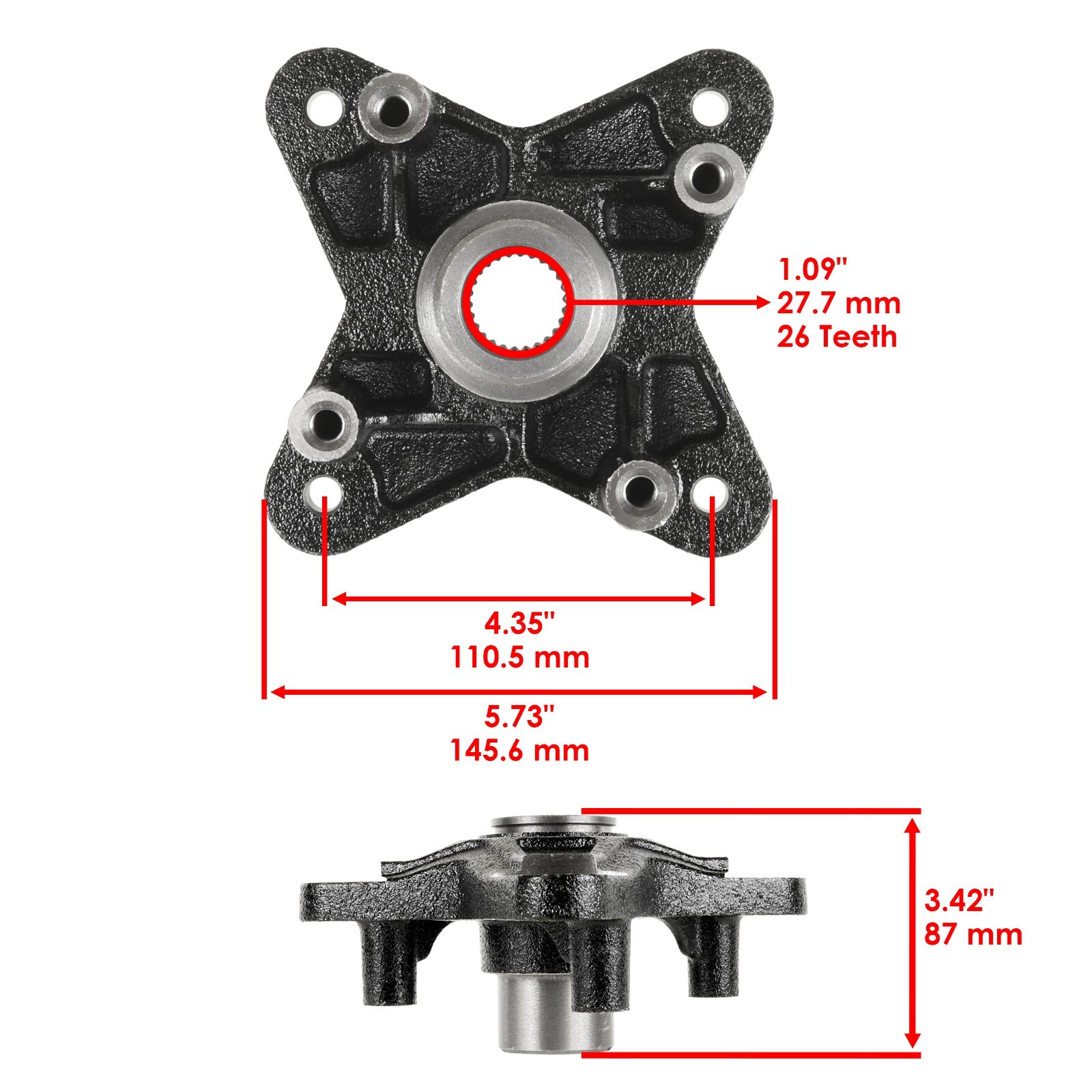 2 Rear Brake Disc Rotor Wheel Hub Bearing for Polaris RZR XP 900 2011 2012 2013