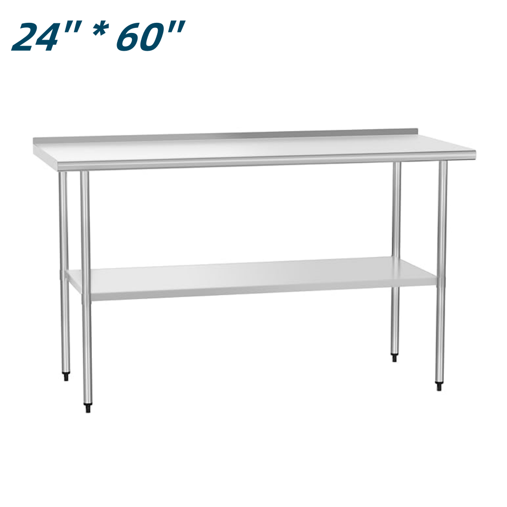 Stainless Steel Commercial Kitchen Food For Prep Table Work with Backsplash NSF