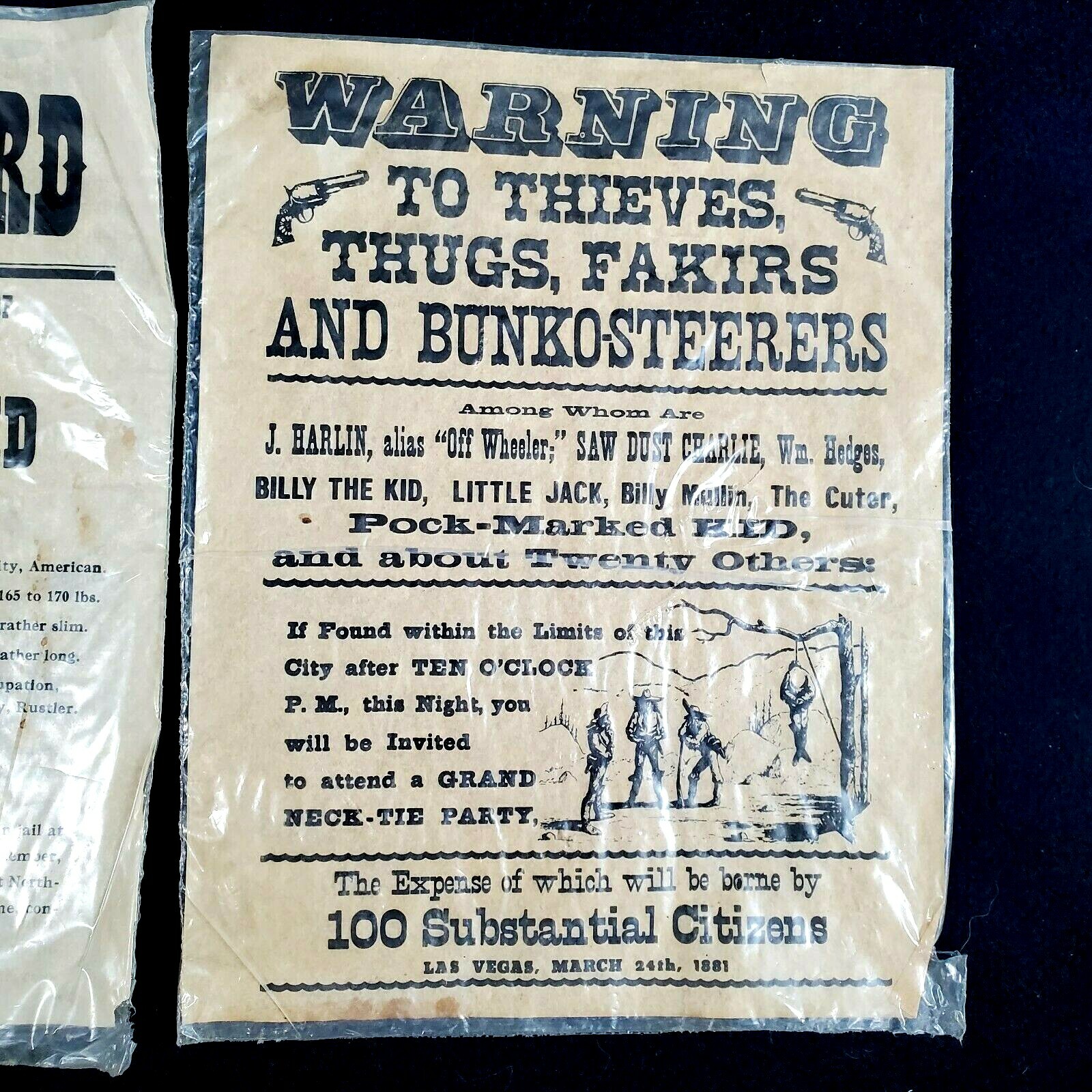 Sundance Kid Wanted Poster and Warning to Thieves Poster Reproductions