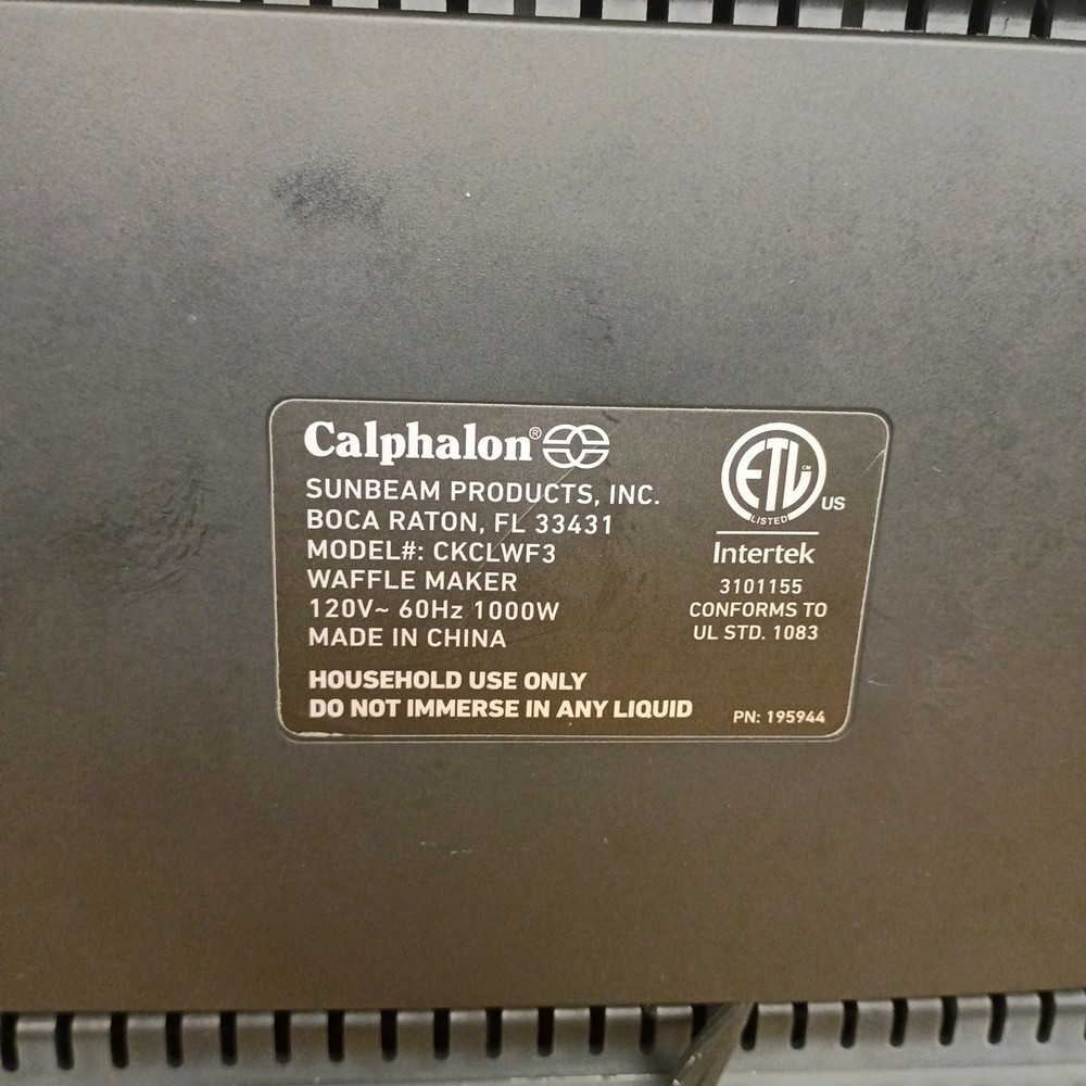 Calphalon Precision Control Waffle Maker CKCLWF3 Tested & Very Clean