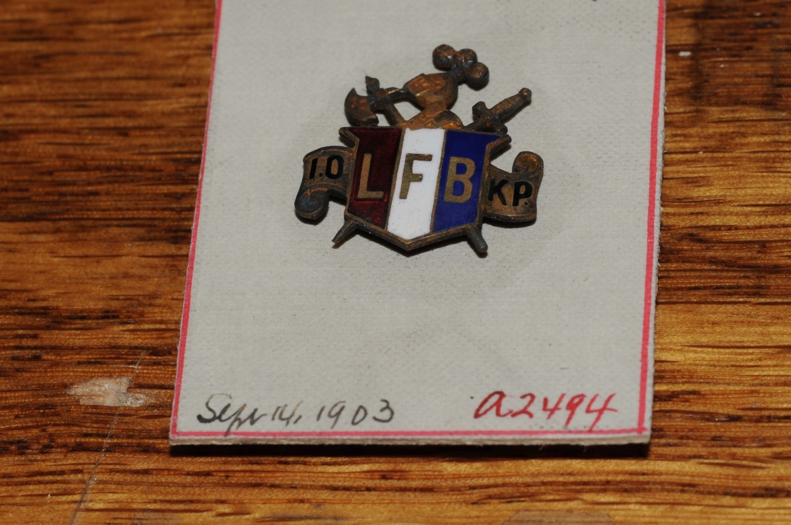 LFB 10KP Fraternal Organization Lapel Pin Gold Filled 1903 Historical NOS Old**