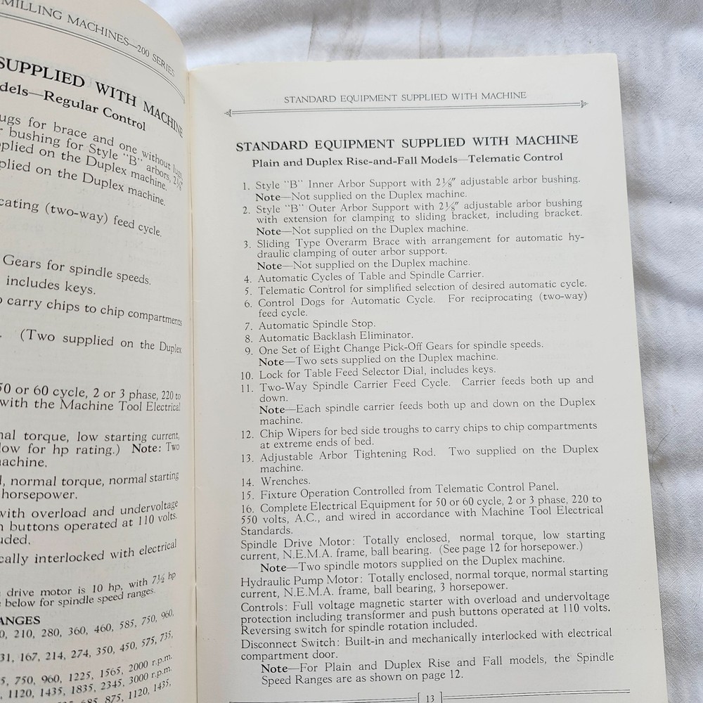 Cincinnati Milling Machine Co. HyPowermatic Milling Machines Operator's Manual