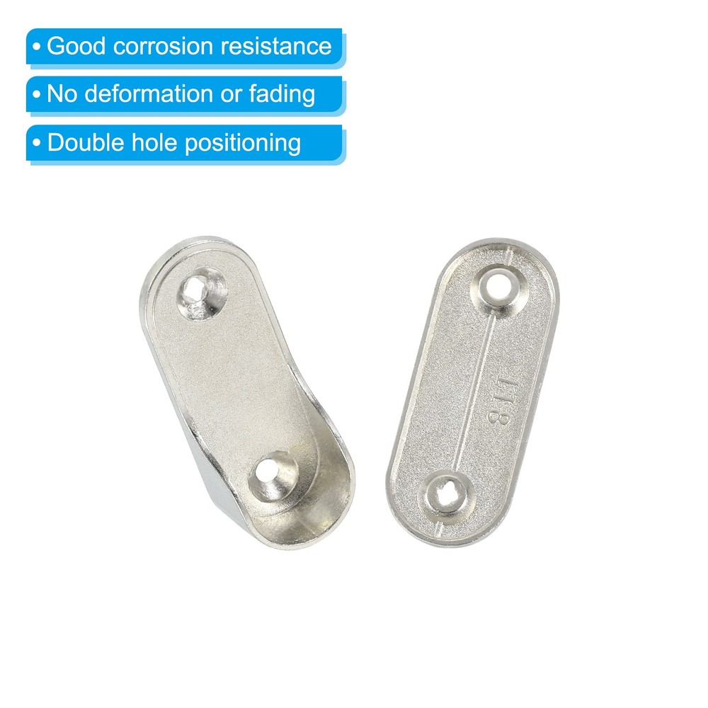 10 Pcs Oval Pcs Rod Holders, Bracket Fix Socket End Support for 16 Mm, Silver