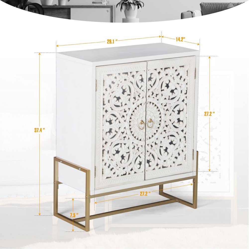 PHI VILLA Accent Storage Cabinet with 2 Doors Buffet Sideboard Entryway Cabinet