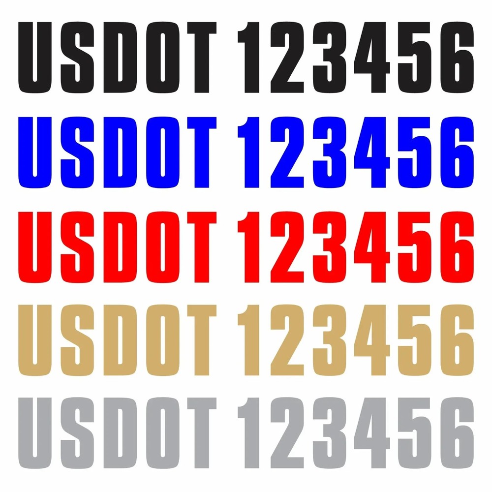 pair - USDOT Vinyl Numbers Custom Stickers Decals Truck Semi US DOT Lettering