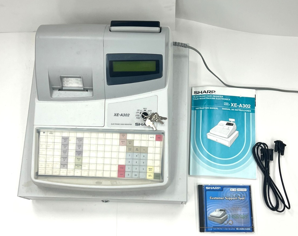 SHARP EXA302 ELECTRONIC CASH REGISTER LED DISPLAY AUTOMATIC 1800 PLUS