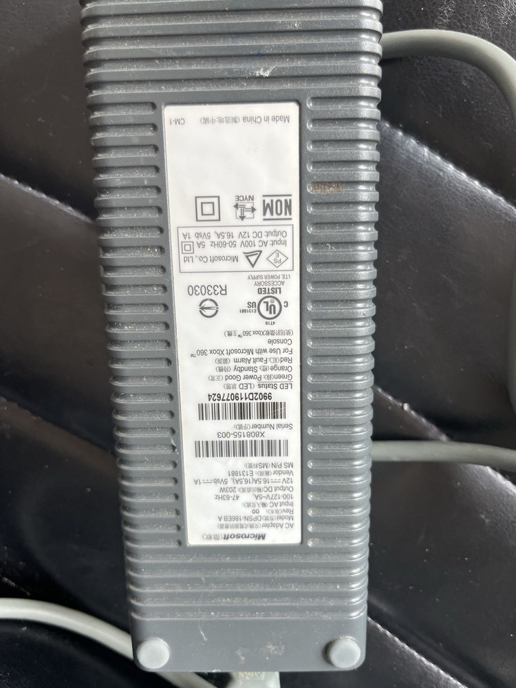 Microsoft Xbox 360 AC Adapter Gray Wired Power Supply for Console