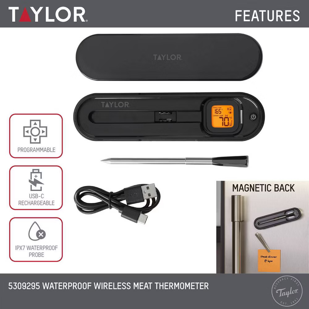 Taylor Bluetooth App Wireless Digital Cooking Kitchen Meat Thermometer