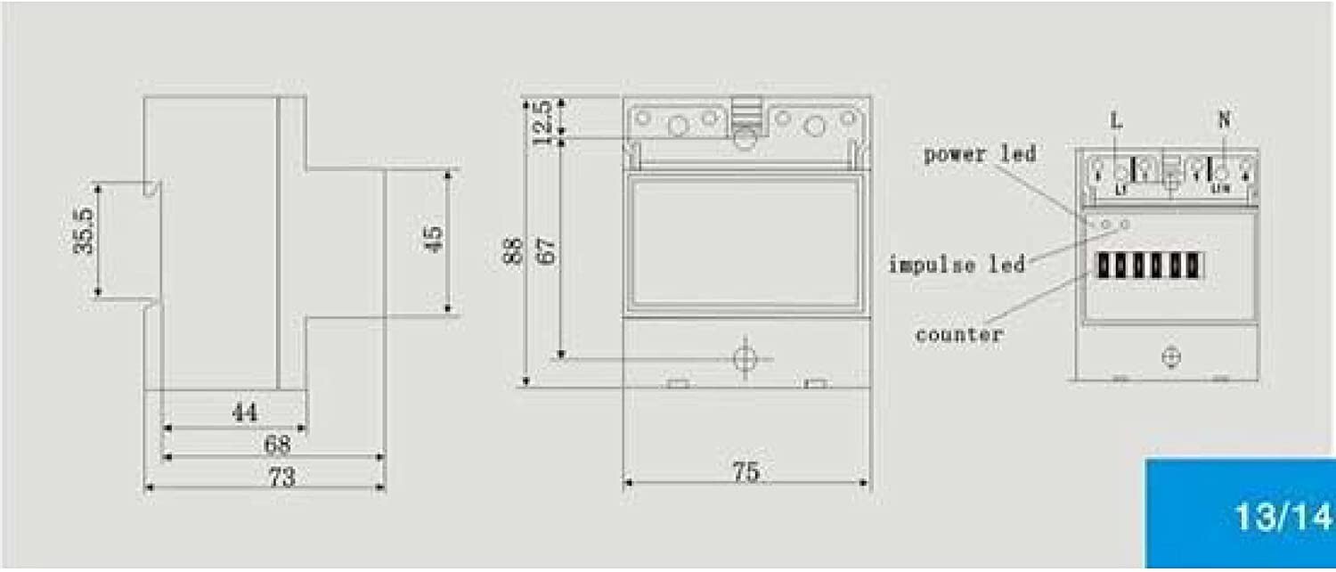 DAE DDM720 240V kWh Meter, 100A, 1P2W (2 hot wire), Internal CT, Pass Through