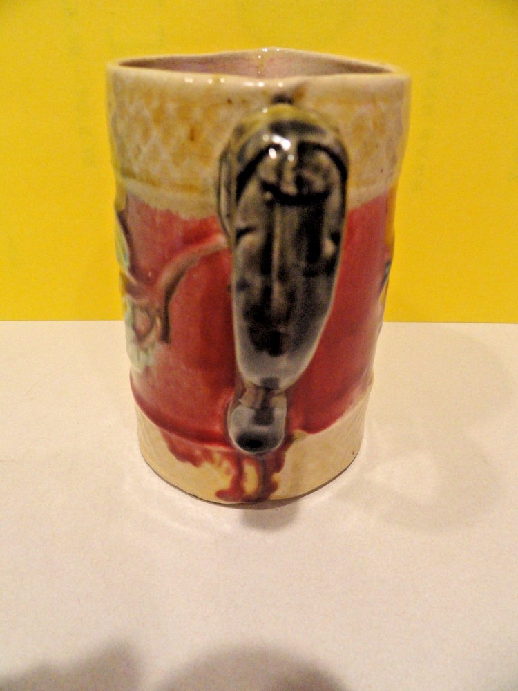 ANTIQUE MAJOLICA PITCHER - Pink Interior