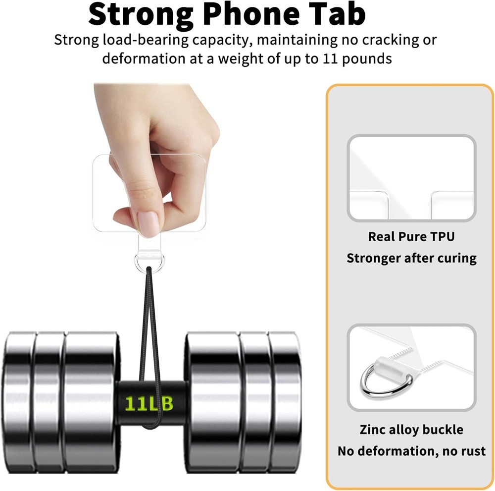 TACOMEGE 2pcs Transparent Phone Tether Tabs for Clear Cases, Cell