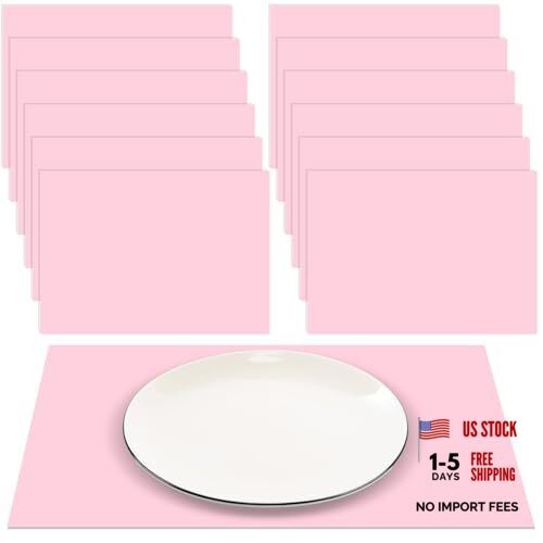 Pcs Paper Placemats, Disposable Rectangular Table Setting Mats for 60 Pink