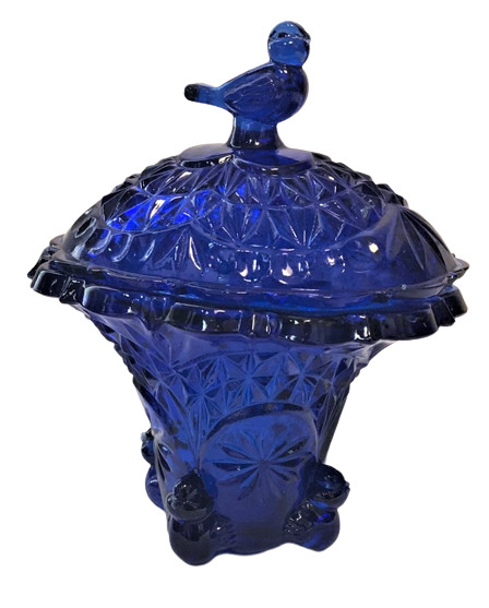 Cobalt Blue Trinket Box with Bird. Guaranteed!