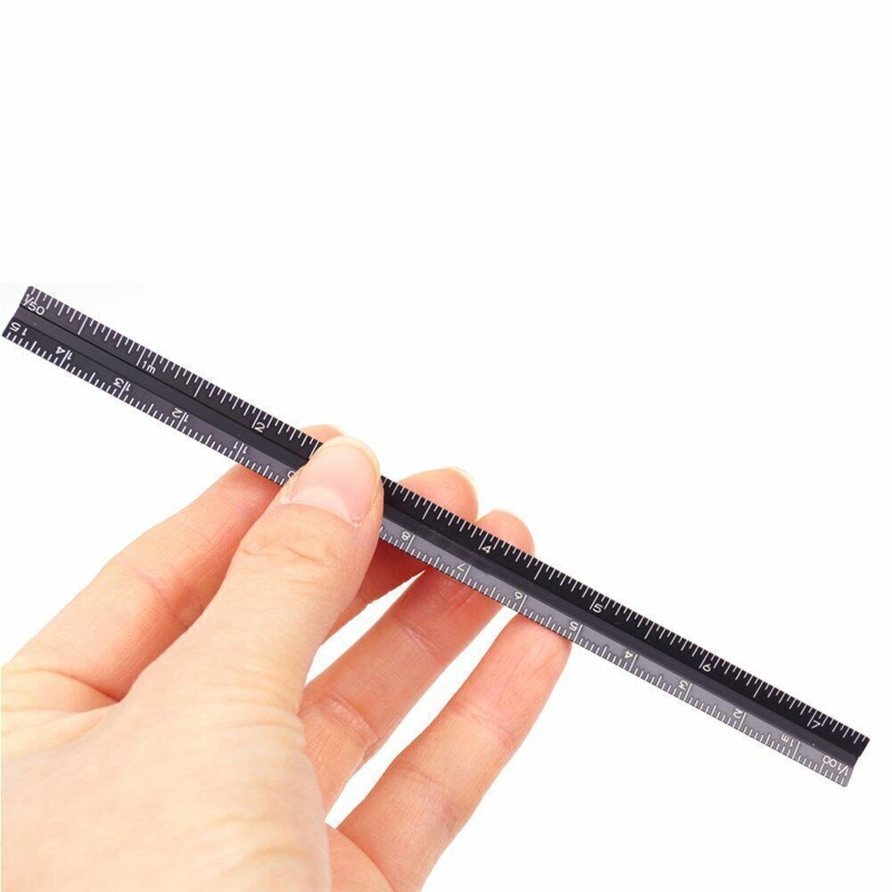 Aluminum Triangular Architect Ruler Laser-Etched Imperial Scales Multicolor 30CM
