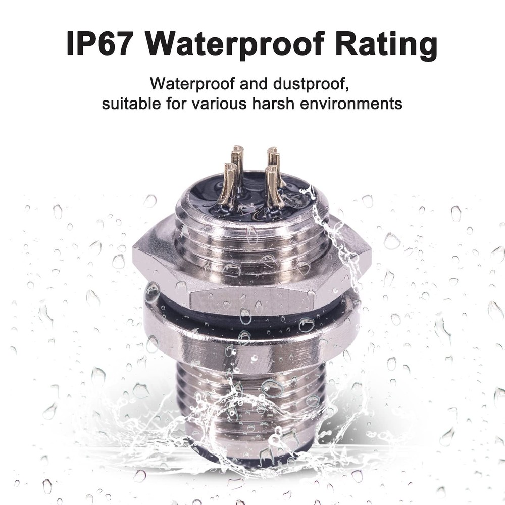 M12 Panel Type Male Socket Connector 8 Pin Aviation Panel Back Mount Wire Cable