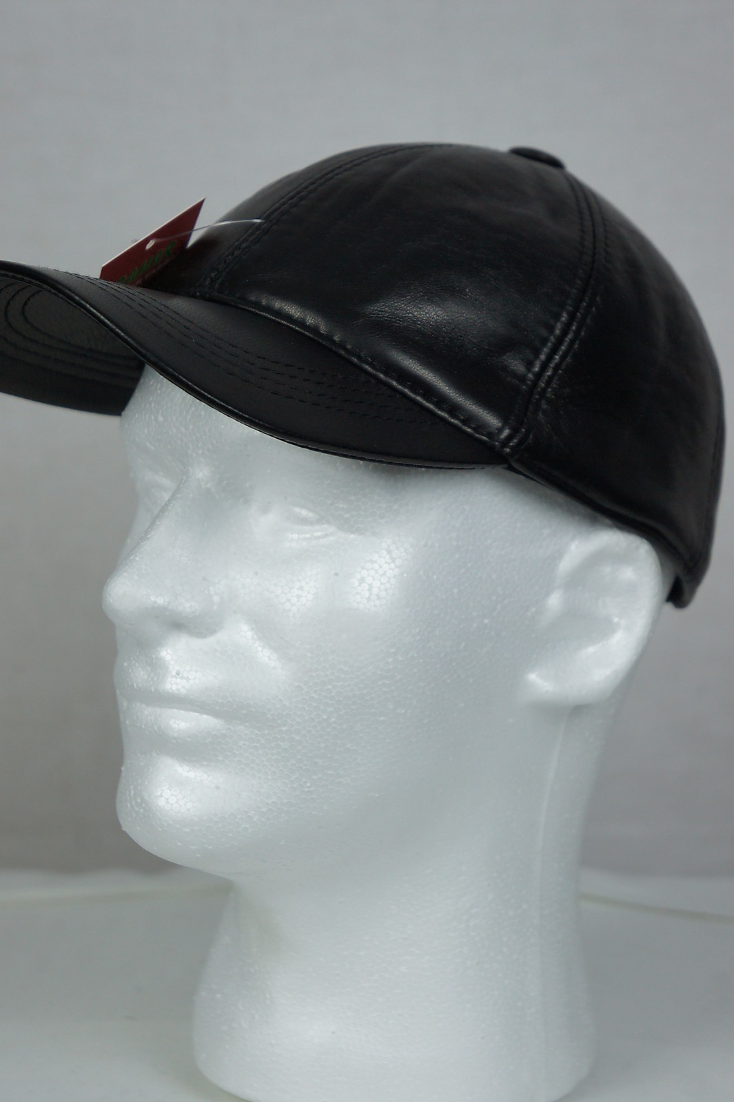 New 100% Genuine Real Lambskin Black Leather Baseball Cap Hat Sports Visor NWT