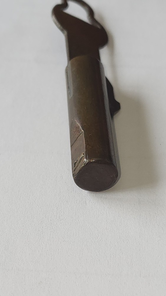 Antique solid barrel brass key #7, 3 1/4" , Industrial