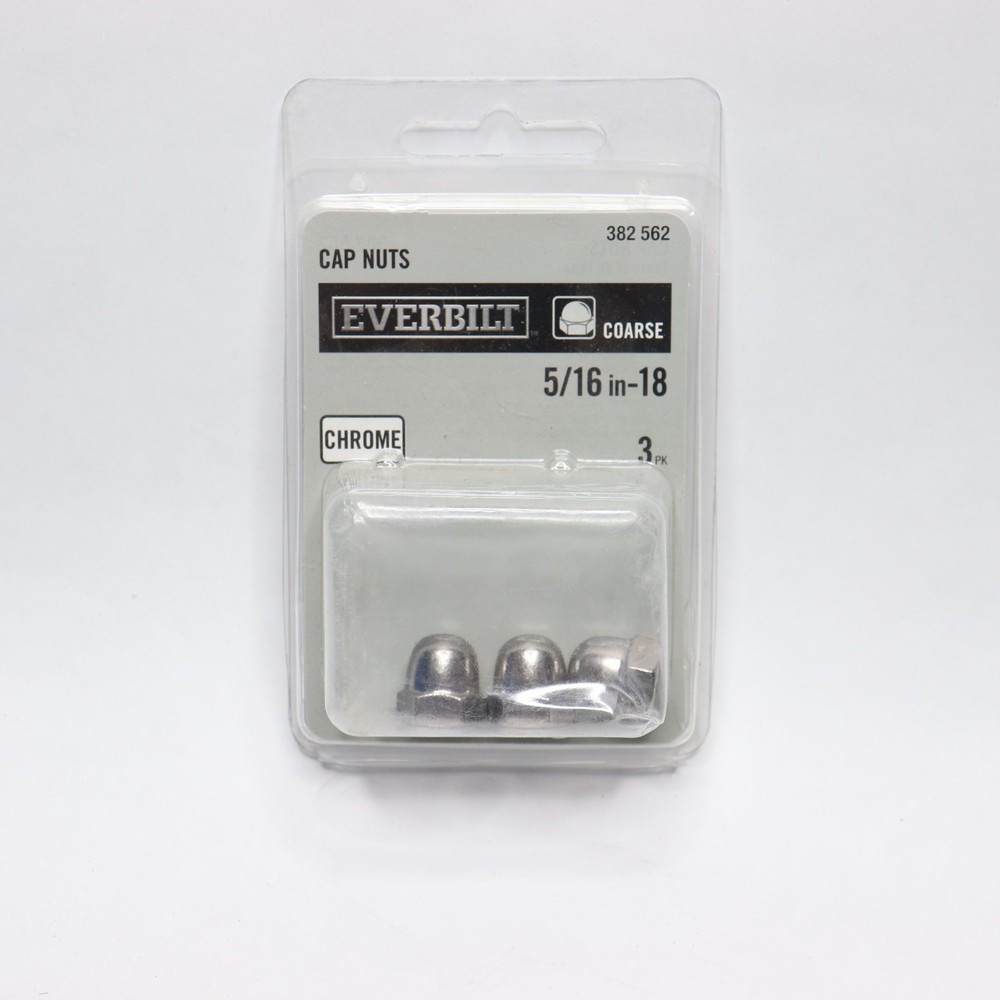 (3-Pk) Everbilt Cap Nuts Chrome 5/16"-18 Thread Pitch 800094