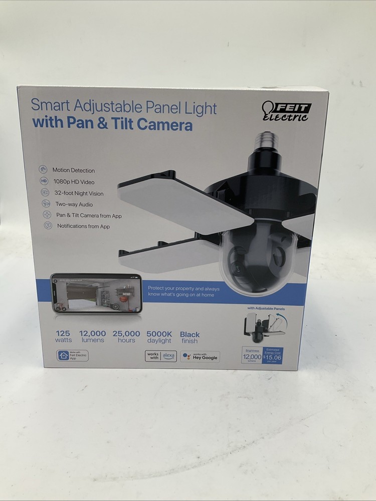 Feit Electric Smart Adjustable Panel w/ Pan & Tilt Camera Dimmable LED Light