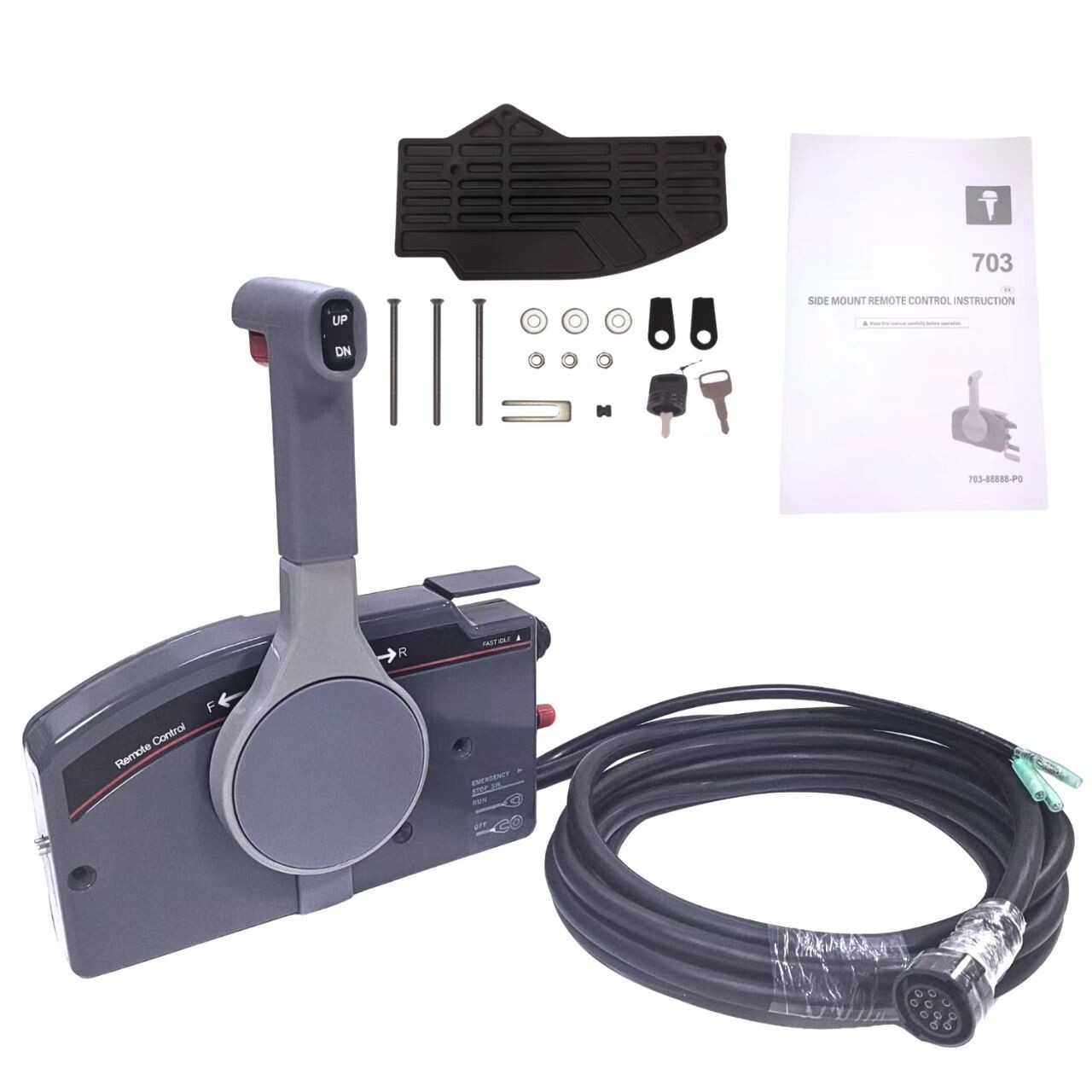 Outboard Remote Control Box 703-48272-12 10Pin 5M Pull To For Yamaha Side Mount