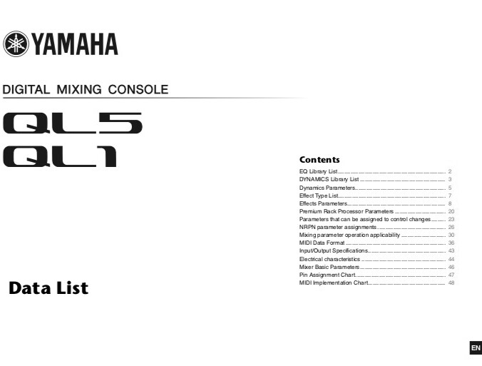 Yamaha QL1 QL5 Digital Mixing Console OWNER'S MANUAL and REFERENCE MANUAL