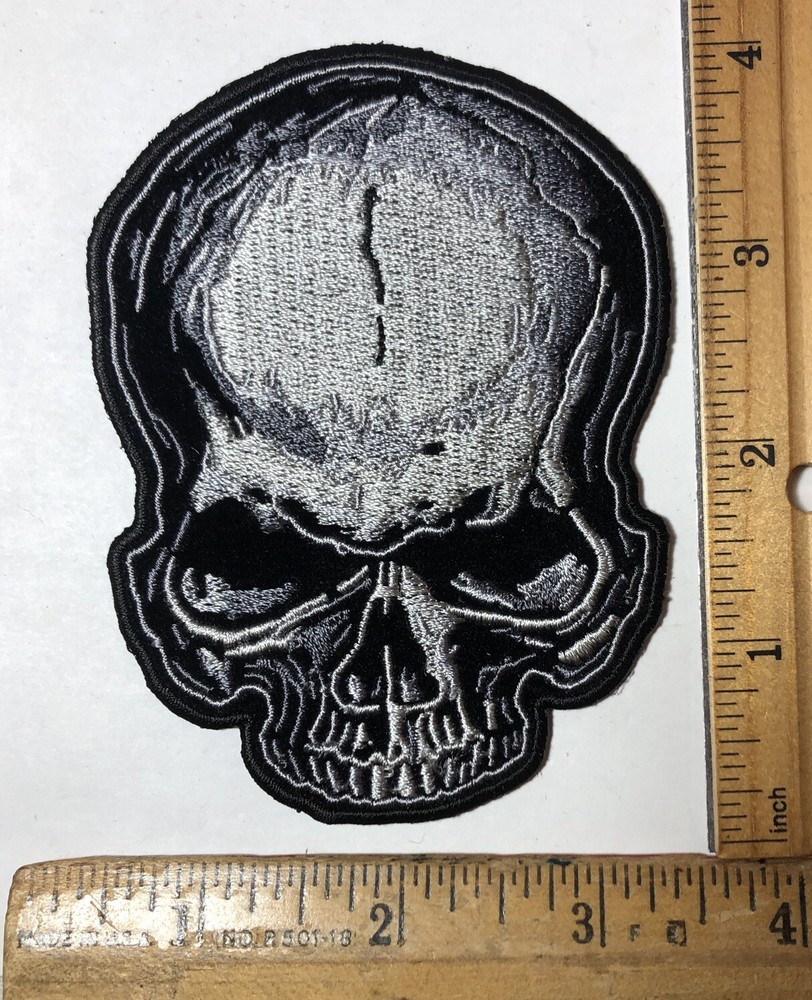 Skull Motorcycle Iron On Patch Biker 4” x 3”