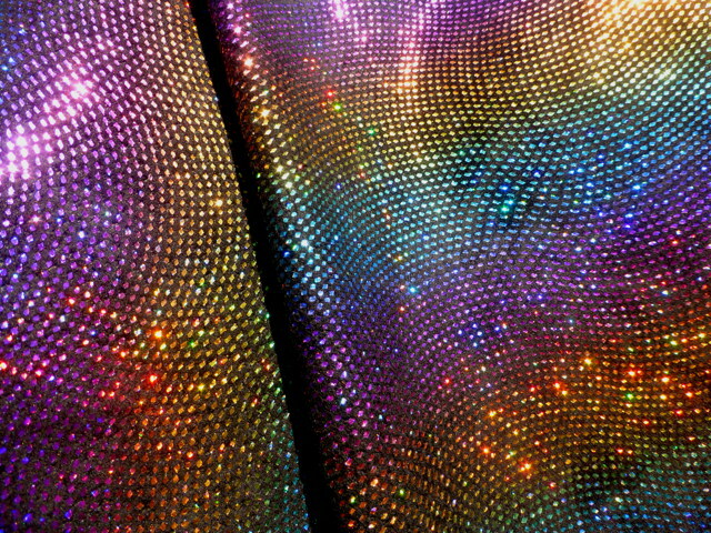 Pigskin leather hide Flashing Glitter Metallic Rainbow Waves Pattern 1.5oz