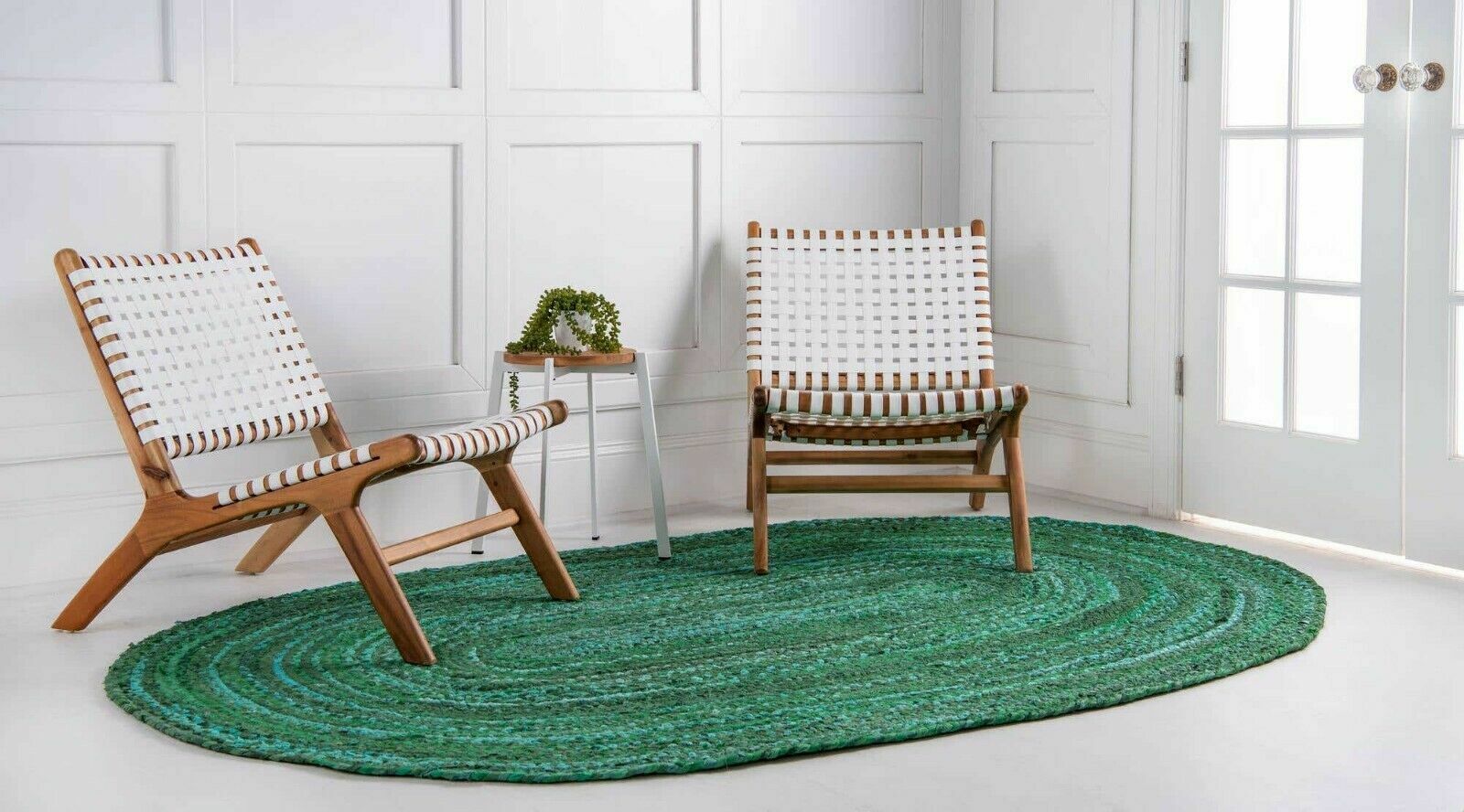 Rug Natural 100% Cotton Braided Style Oval Rug reversible Handmade Area Rugs